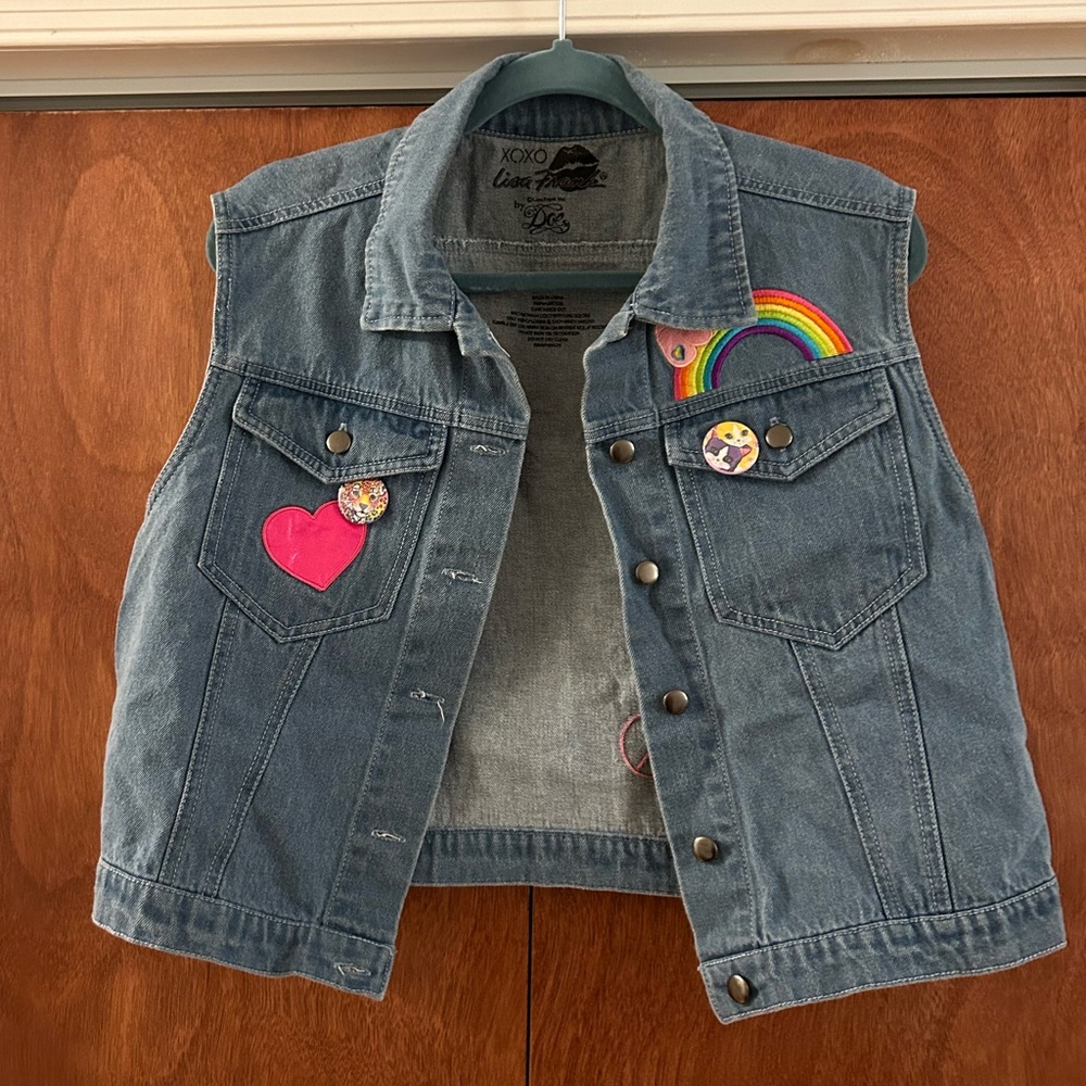 Lisa Frank Denim Vest w/ patches and pins